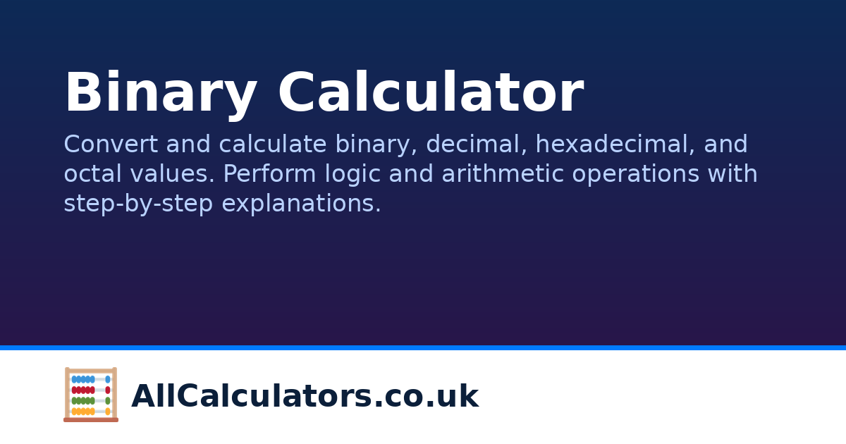 Binary Calculator | AllCalculators.co.uk